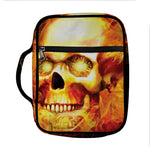Burning Evil Skull Print Front Pocket Bible Bag