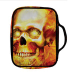 Burning Evil Skull Print Front Pocket Bible Bag