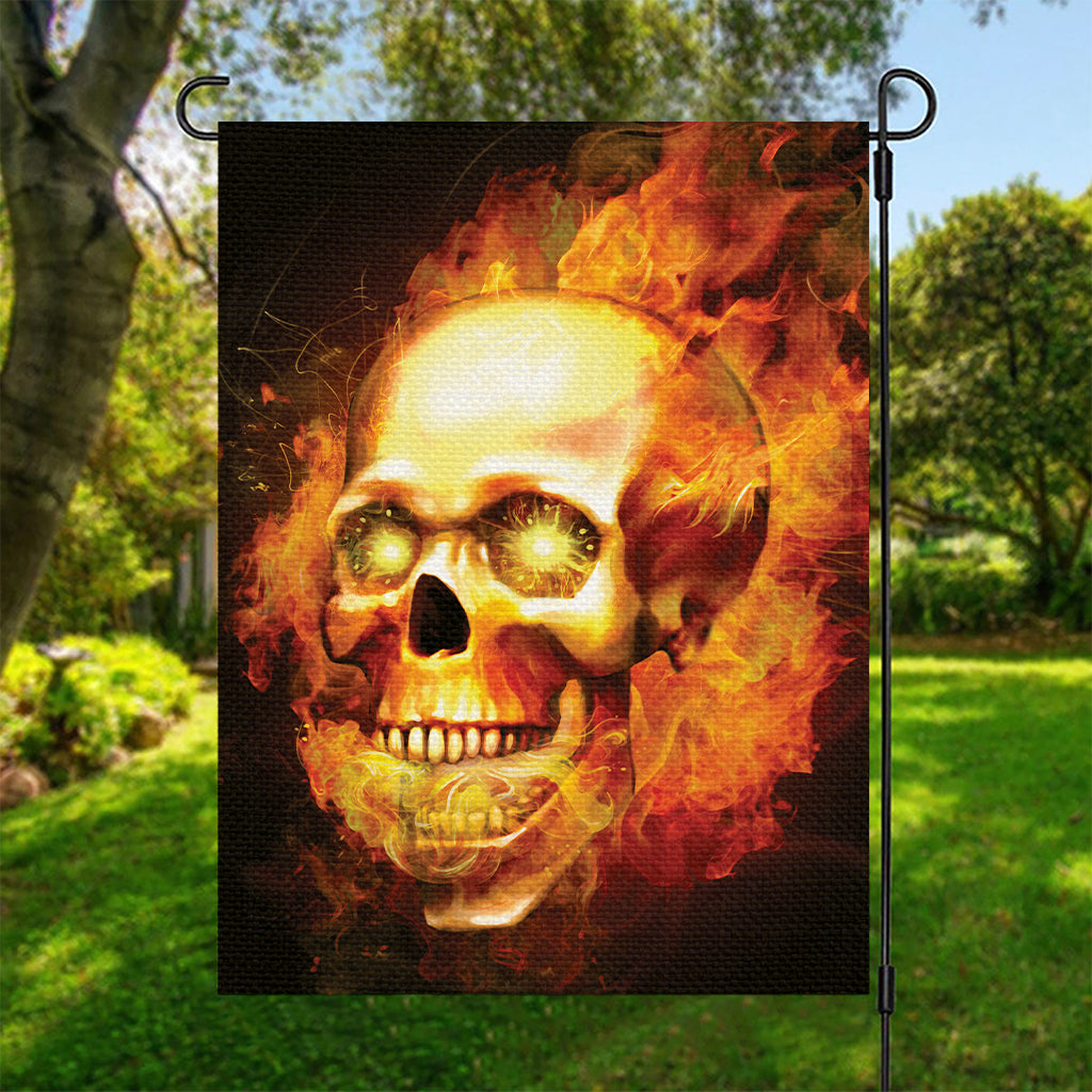 Burning Evil Skull Print Garden Flag