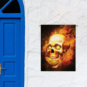 Burning Evil Skull Print Garden Flag