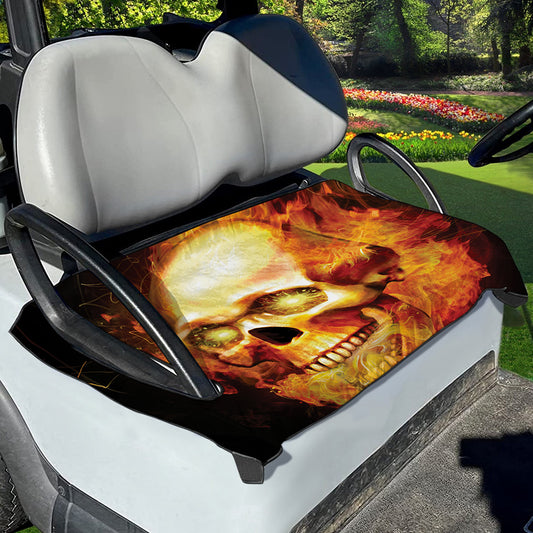 Burning Evil Skull Print Golf Cart Seat Cover