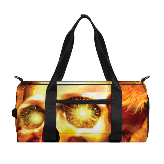 Burning Evil Skull Print Gym Bag