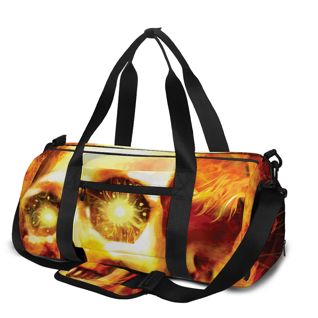 Burning Evil Skull Print Gym Bag