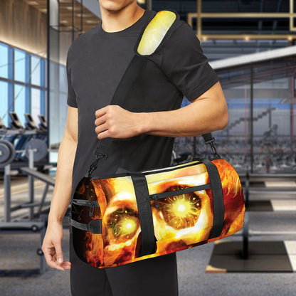 Burning Evil Skull Print Gym Bag