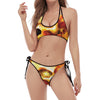 Burning Evil Skull Print Halter Scoop Tie Side Bikini