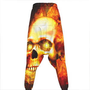 Burning Evil Skull Print Hammer Pants