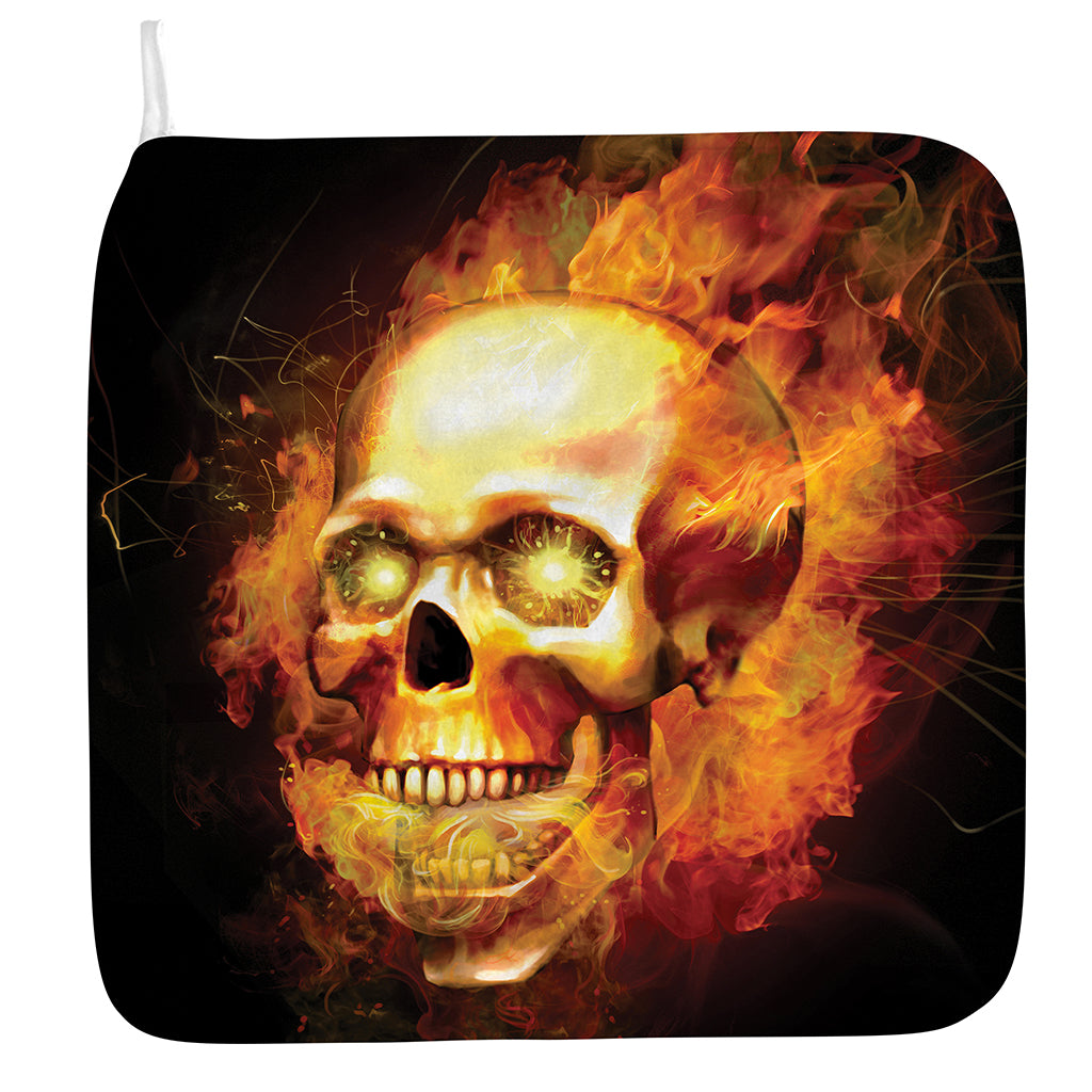 Burning Evil Skull Print Hand Towel