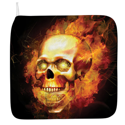 Burning Evil Skull Print Hand Towel