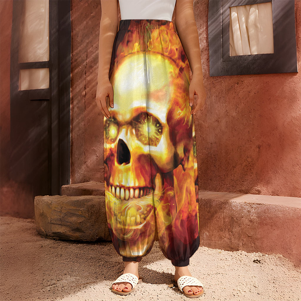 Burning Evil Skull Print Harem Pants