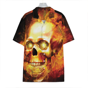 Burning Evil Skull Print Hawaiian Shirt