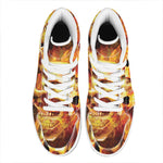 Burning Evil Skull Print High Top Leather Sneakers