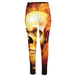 Burning Evil Skull Print High-Waisted Pocket Leggings