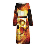 Burning Evil Skull Print Hooded Bathrobe