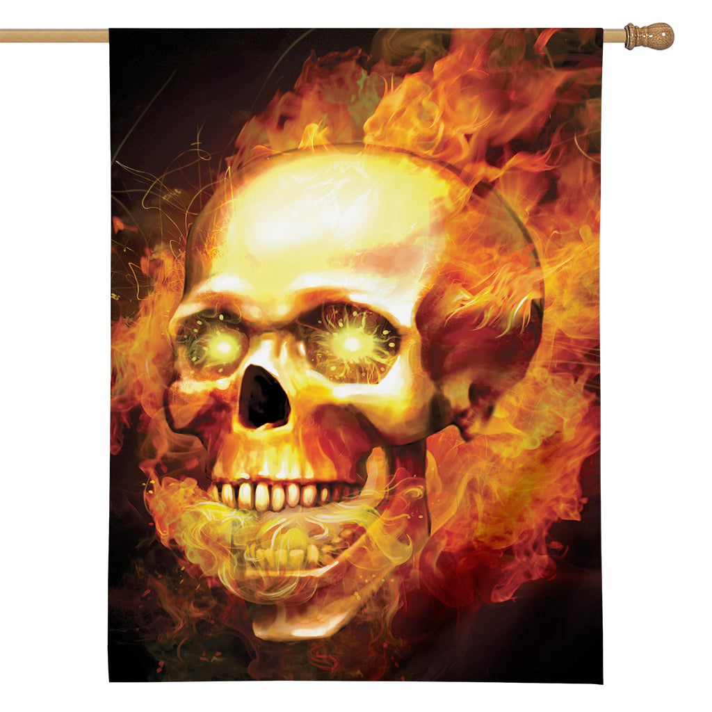 Burning Evil Skull Print House Flag