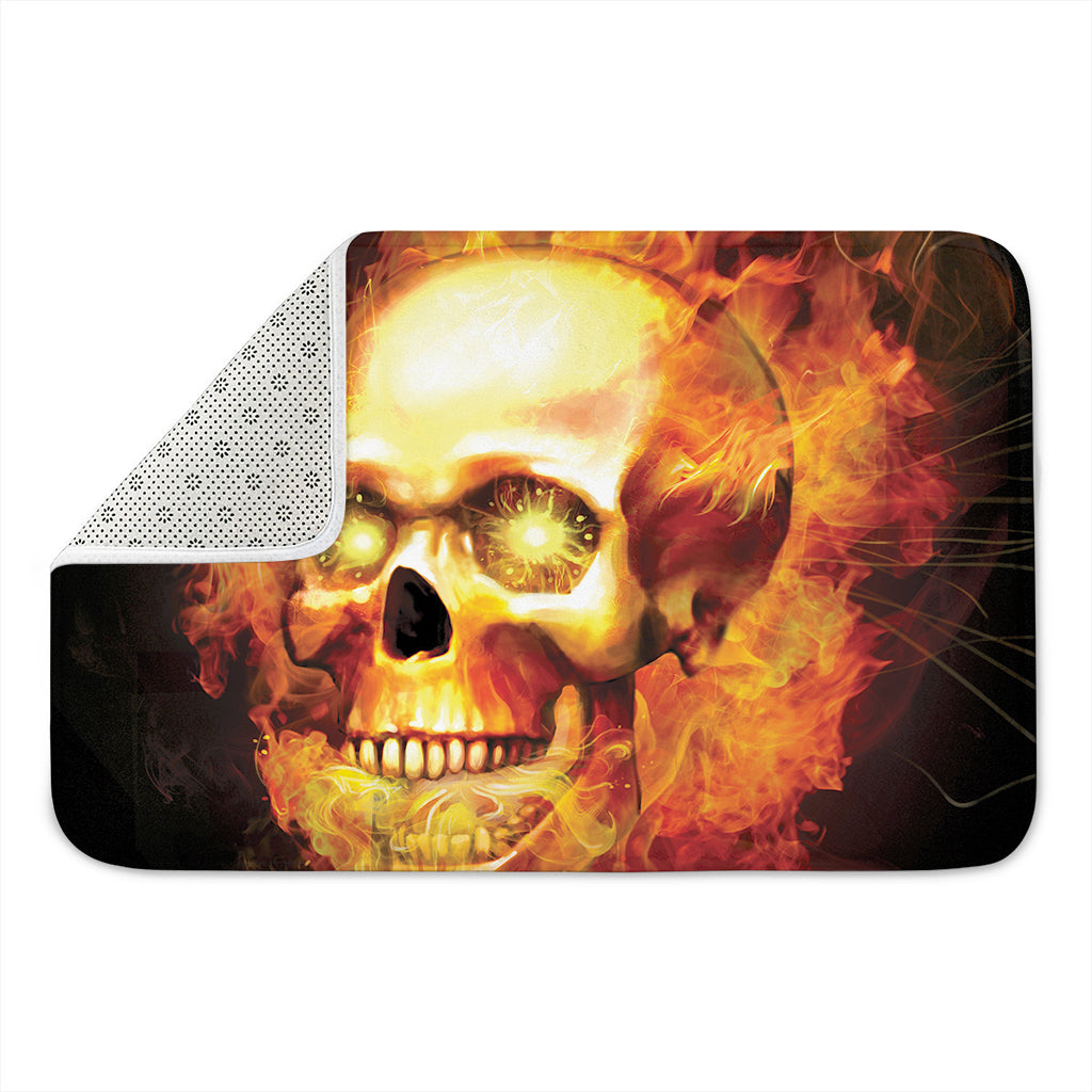 Burning Evil Skull Print Indoor Door Mat