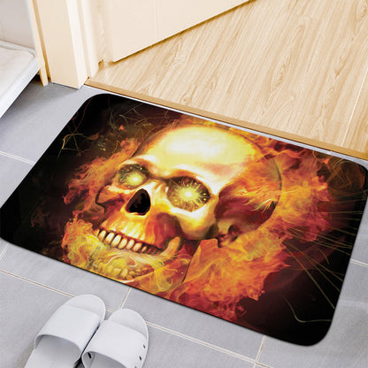 Burning Evil Skull Print Indoor Door Mat
