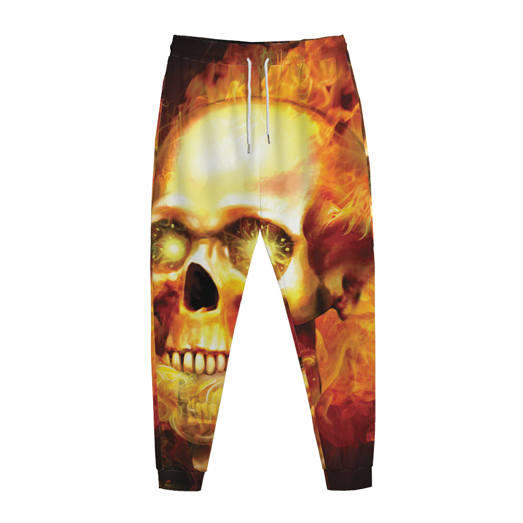 Burning Evil Skull Print Jogger Pants