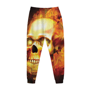 Burning Evil Skull Print Jogger Pants