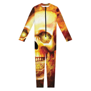 Burning Evil Skull Print Jumpsuit