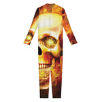 Burning Evil Skull Print Jumpsuit