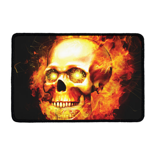 Burning Evil Skull Print Kitchen Mat
