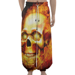 Burning Evil Skull Print Lantern Pants