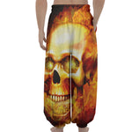 Burning Evil Skull Print Lantern Pants