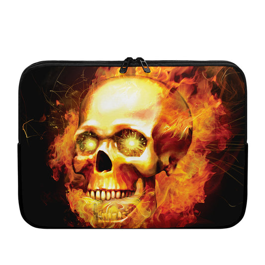 Burning Evil Skull Print Laptop Sleeve
