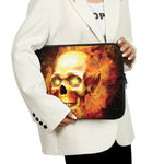Burning Evil Skull Print Laptop Sleeve