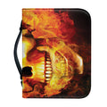 Burning Evil Skull Print Leather Bible Cover