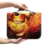 Burning Evil Skull Print Leather Bible Cover