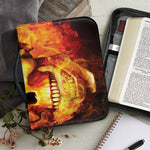 Burning Evil Skull Print Leather Bible Cover