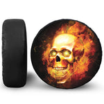 Burning Evil Skull Print Leather Spare Tire Cover