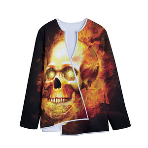 Burning Evil Skull Print Long Sleeve Short Coat