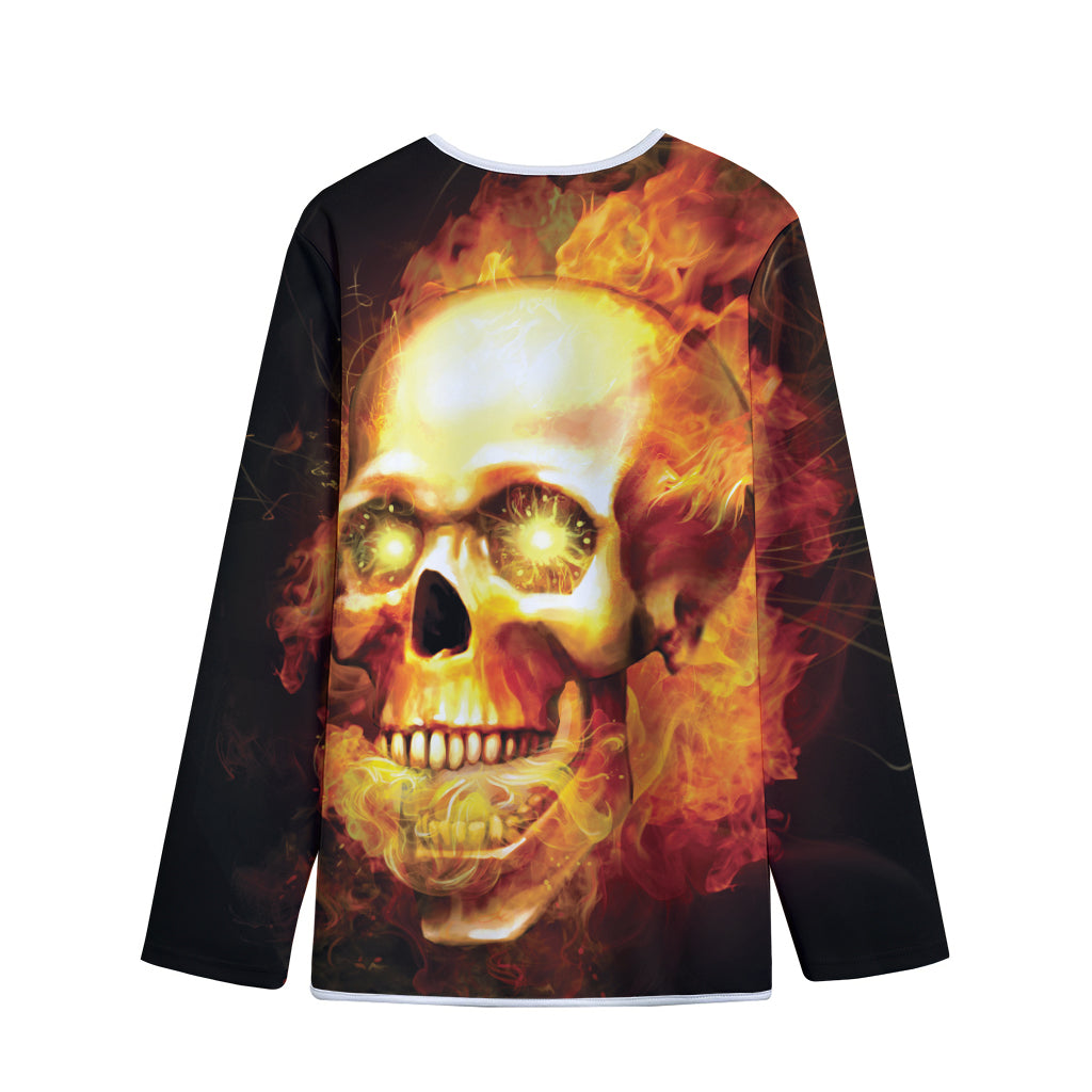 Burning Evil Skull Print Long Sleeve Short Coat