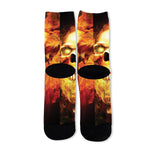 Burning Evil Skull Print Long Socks