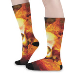 Burning Evil Skull Print Long Socks