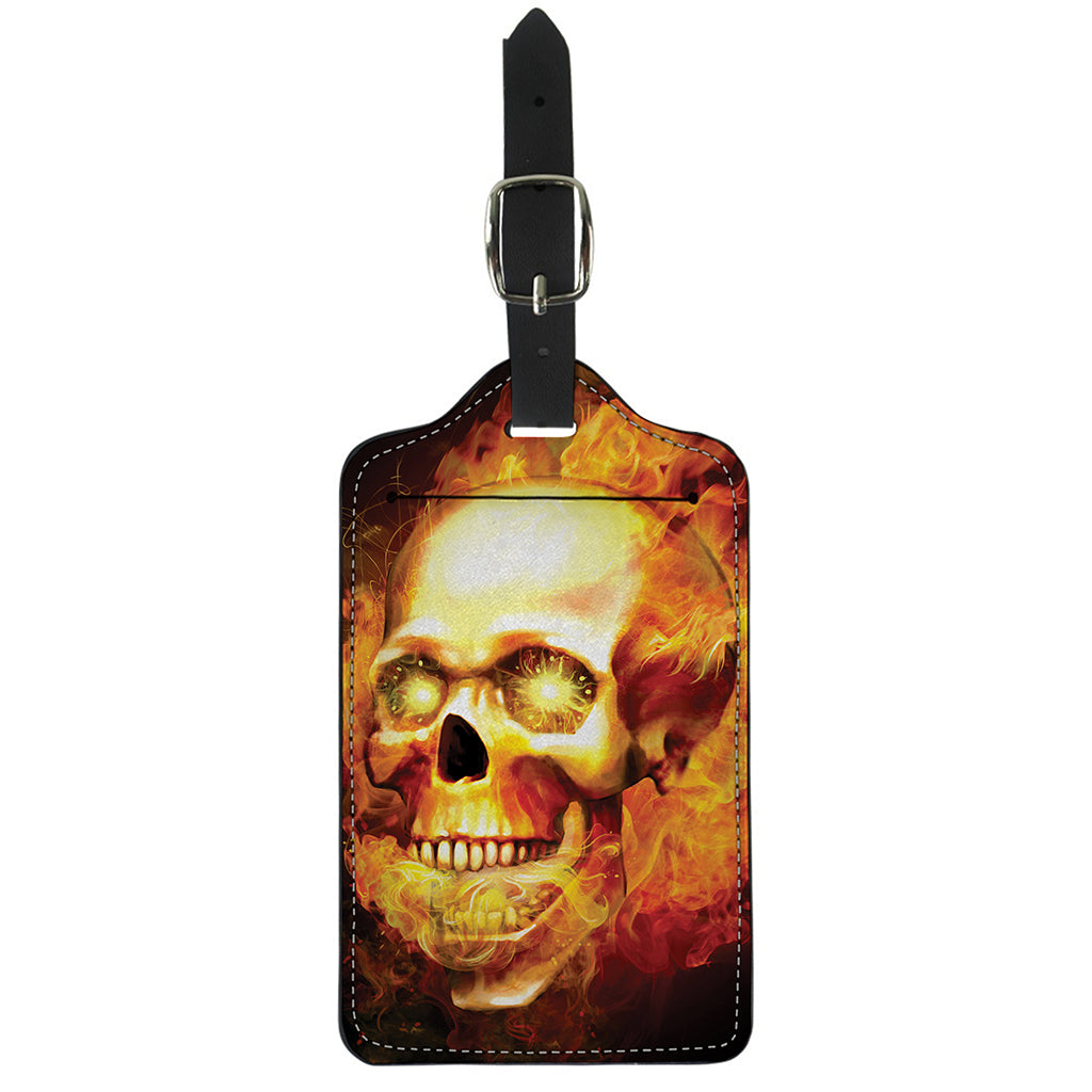 Burning Evil Skull Print Luggage Tag