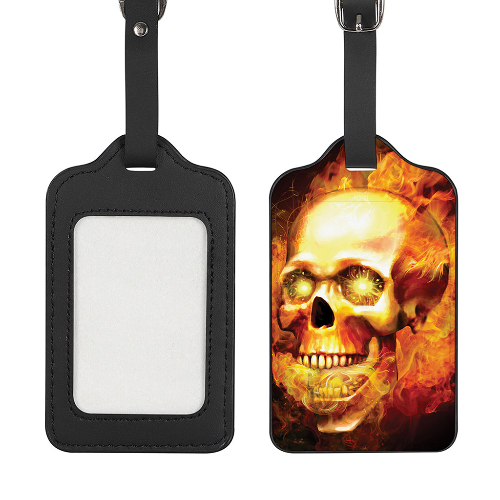 Burning Evil Skull Print Luggage Tag
