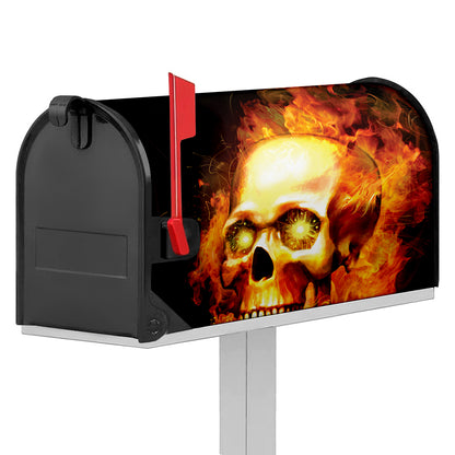 Burning Evil Skull Print Mailbox Cover