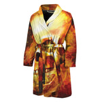 Burning Evil Skull Print Men's Bathrobe