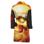 Burning Evil Skull Print Men's Bathrobe