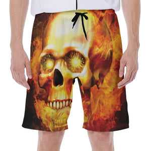 Burning Evil Skull Print Men's Beach Shorts