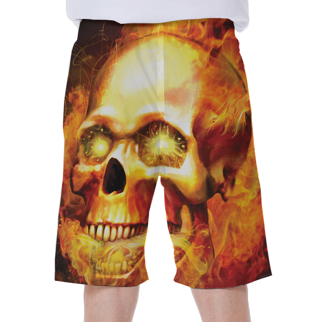 Burning Evil Skull Print Men's Beach Shorts