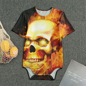 Burning Evil Skull Print Men's Bodysuit