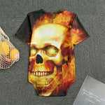 Burning Evil Skull Print Men's Bodysuit