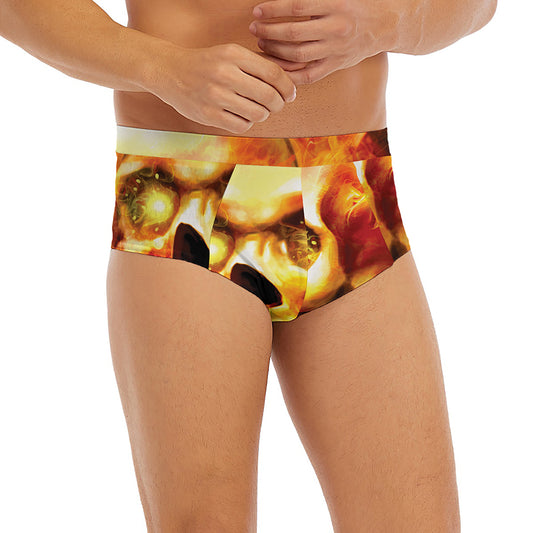 Burning Evil Skull Print Men's Briefs