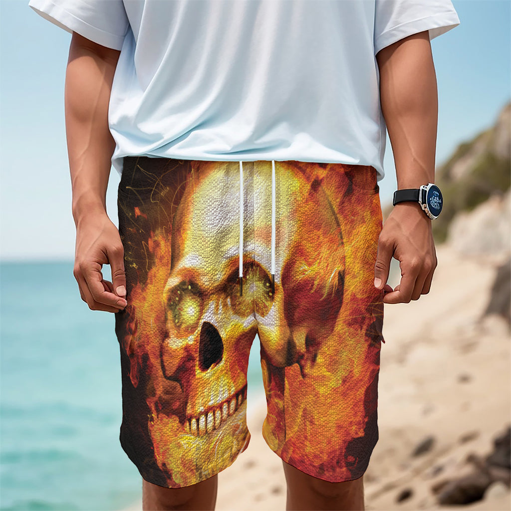 Burning Evil Skull Print Men's Cargo Shorts