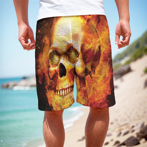 Burning Evil Skull Print Men's Cargo Shorts