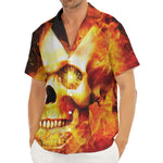 Burning Evil Skull Print Men's Deep V-Neck Shirt